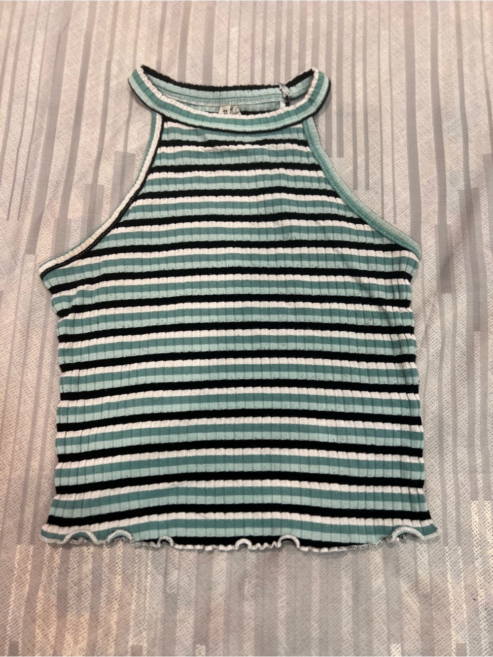 Mudd Striped Halter Tank - Mint, Black, White